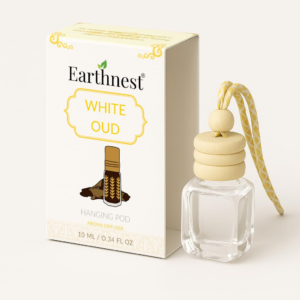 Earthnest White Oud Hanging Pod Aroma Diffuser – Premium Long Lasting Car Perfume & Air Freshener (10ml)