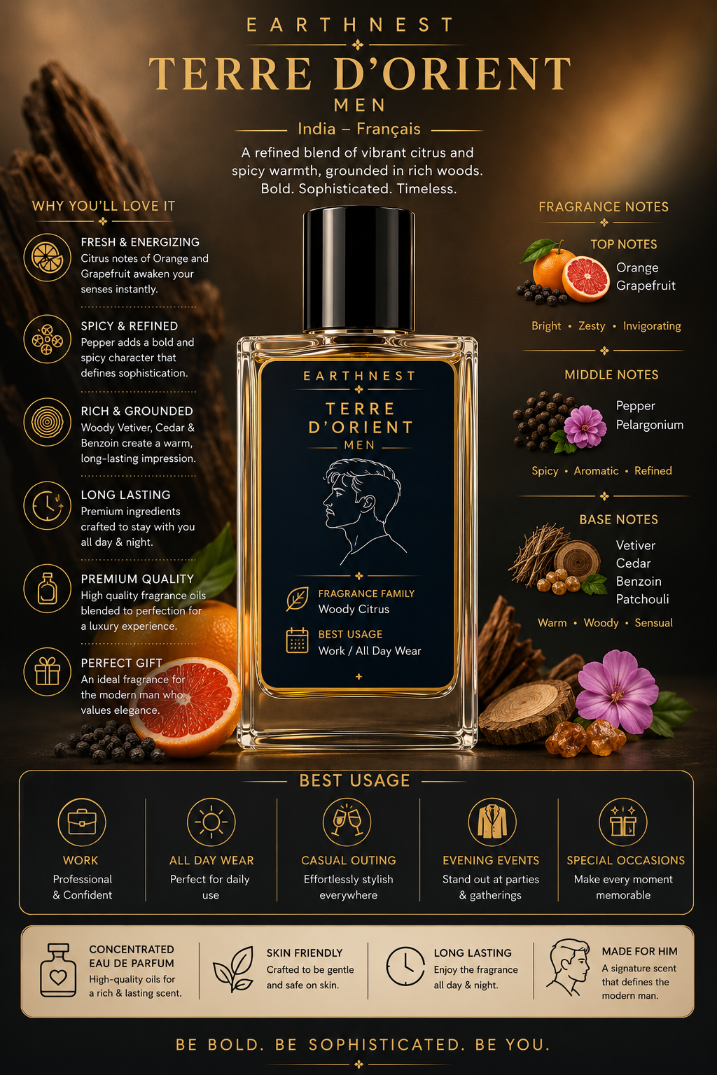 Earthnest Terre D’Orient Men – Woody Citrus Eau De Parfum | 50 ml - Image 3