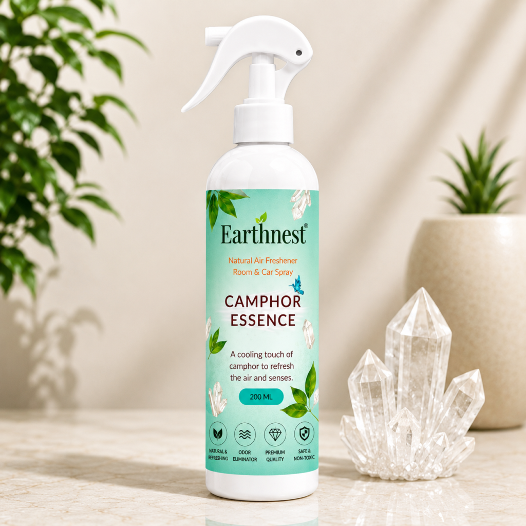 Earthnest Camphor Essence Air Freshener Spray – Natural Room & Car Freshener | Long Lasting Camphor Fragrance | Premium Home Fragrance Spray | 200ml